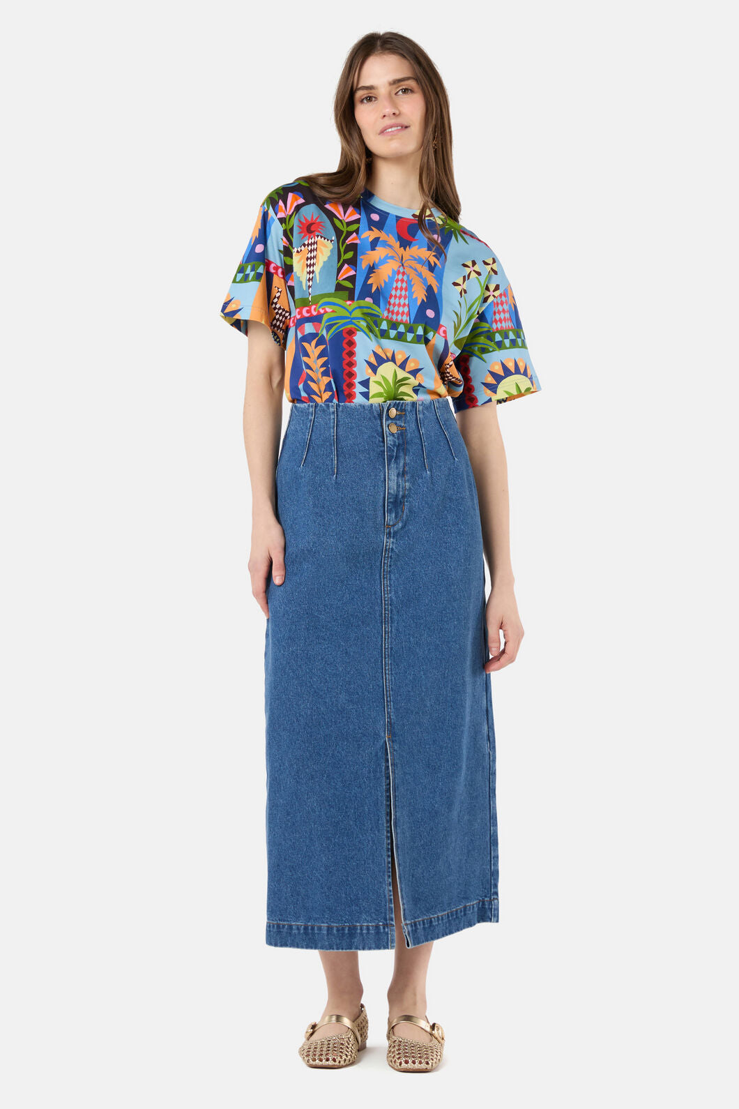 Gorman - Peyton Denim Midi Skirt - mid-blue