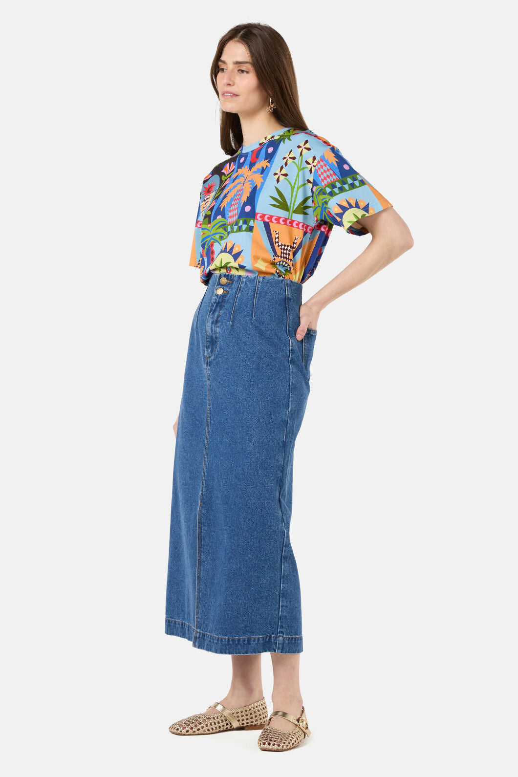 Gorman - Peyton Denim Midi Skirt - mid-blue