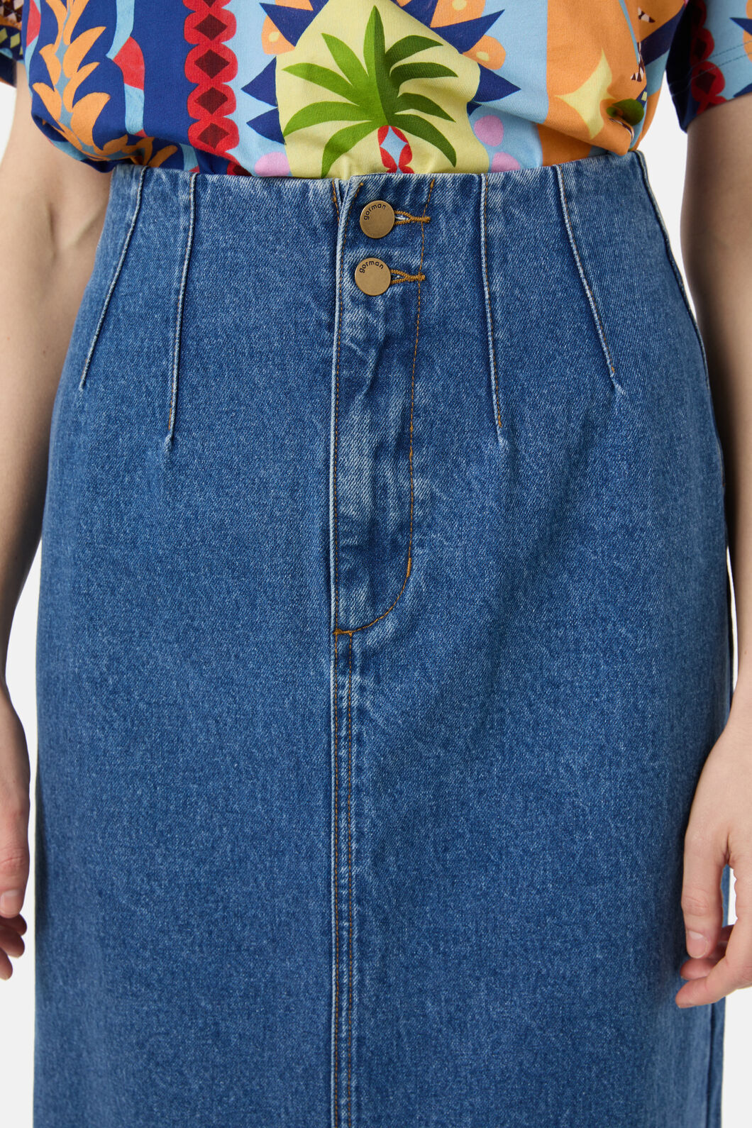 Gorman - Peyton Denim Midi Skirt - mid-blue