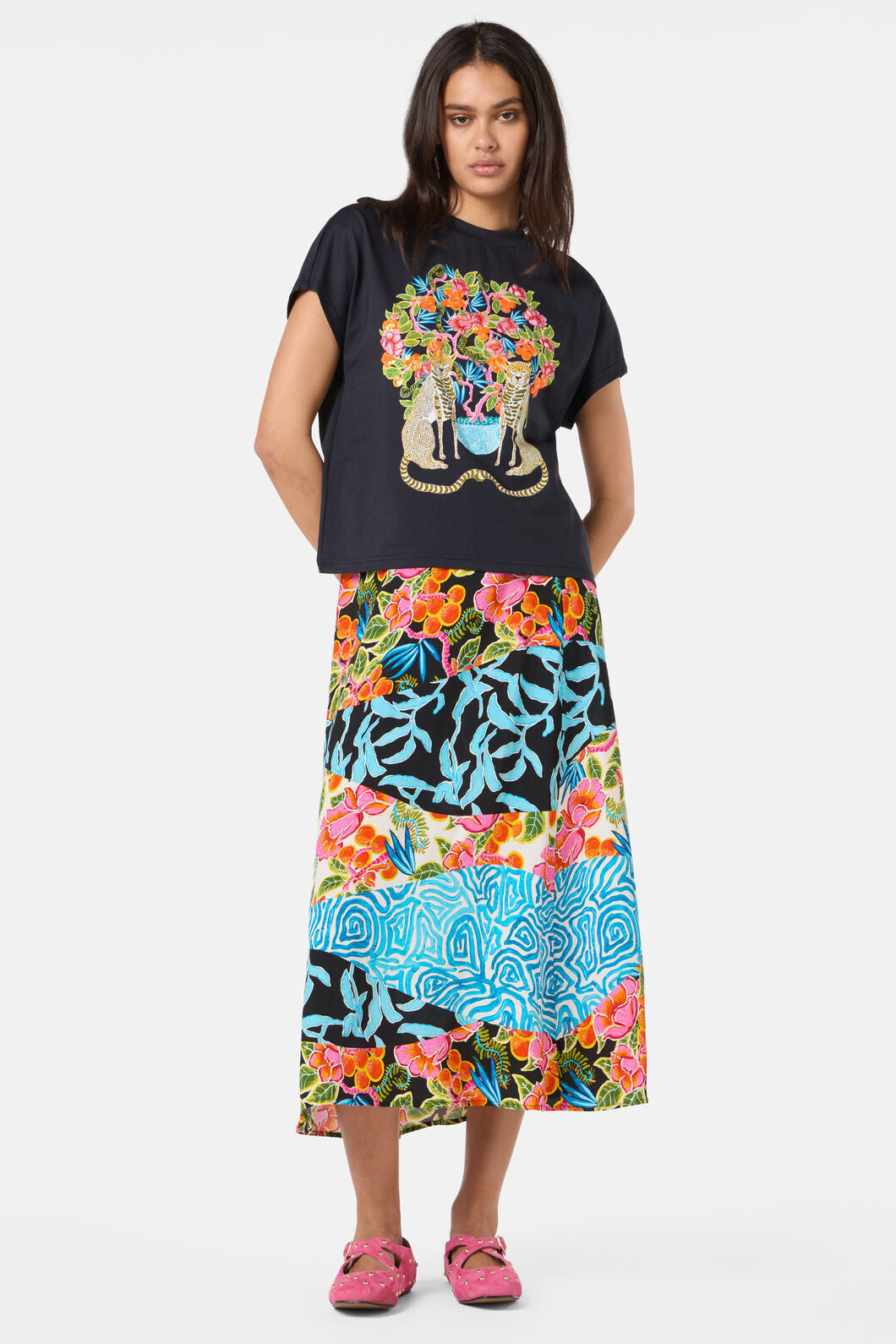Gorman - Plum Harvest Placement BoxyTee - black