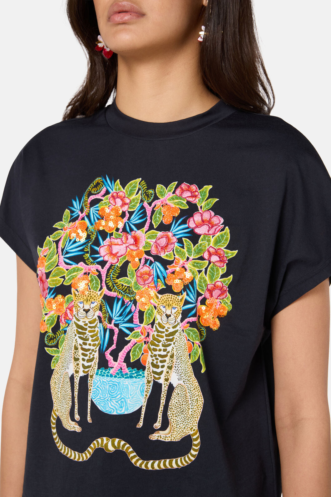 Gorman - Plum Harvest Placement BoxyTee - black