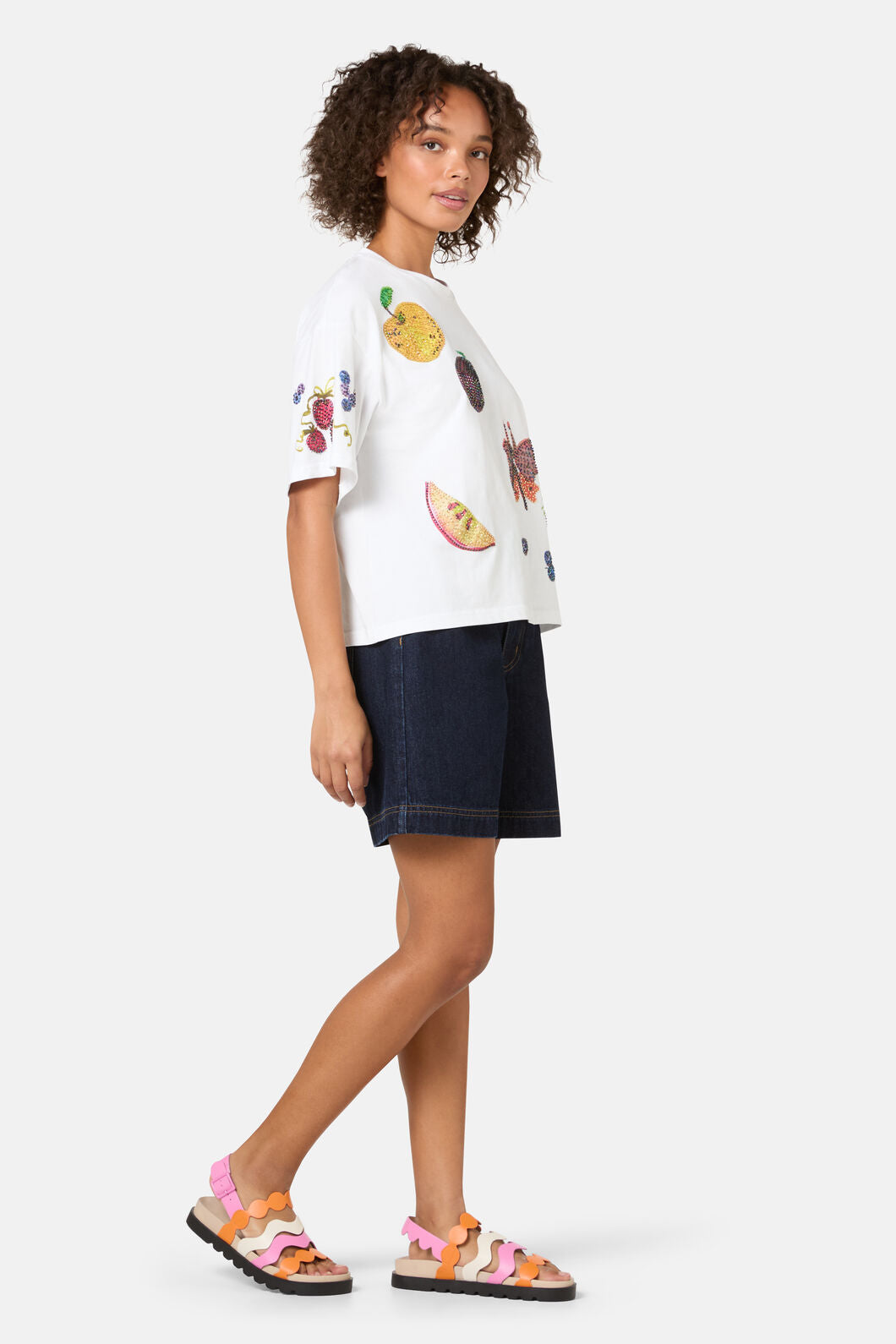 Gorman - Fruit Beaded Oversized Tee - white