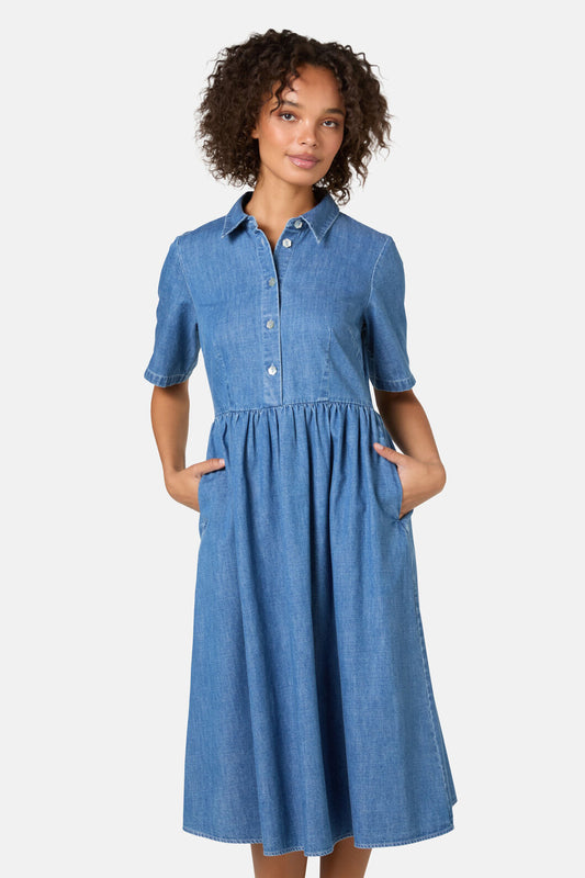 Gorman - Chantelle Chambray Dress - mid-blue