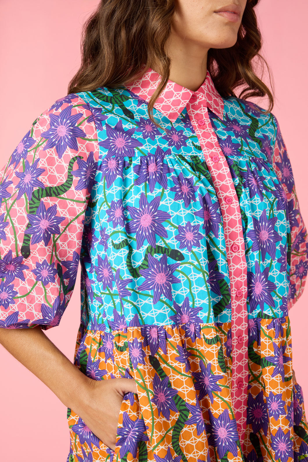 Serpent's Bloom Shirt Dress