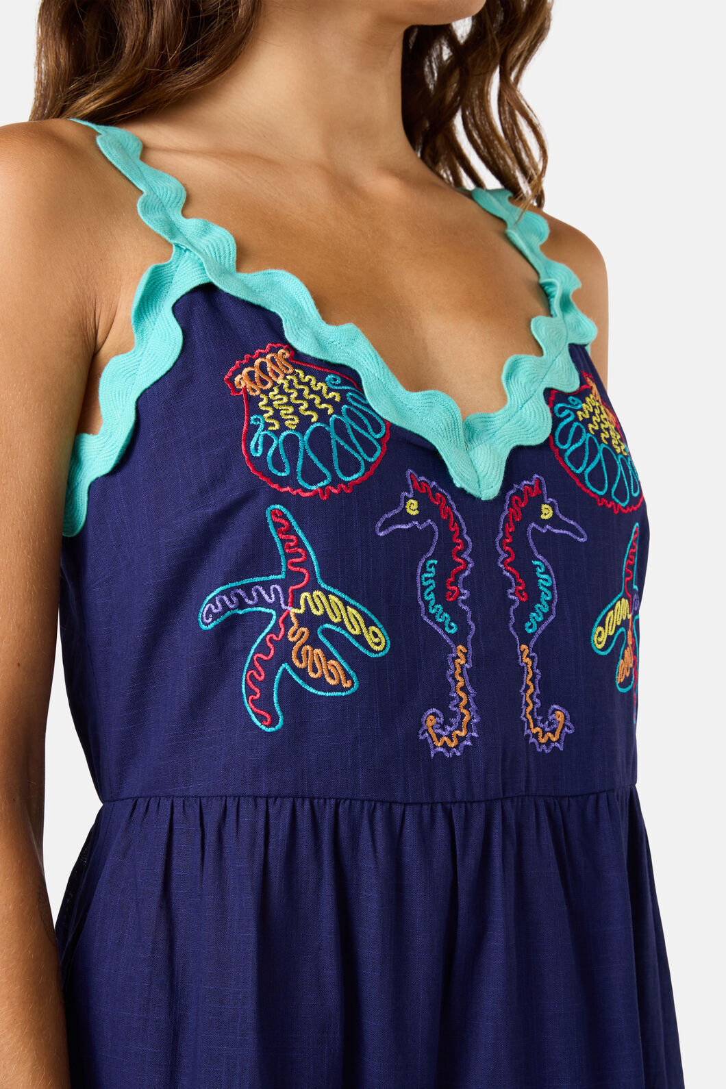 Gorman - Mermaid Embroidered Maxi Dress - navy