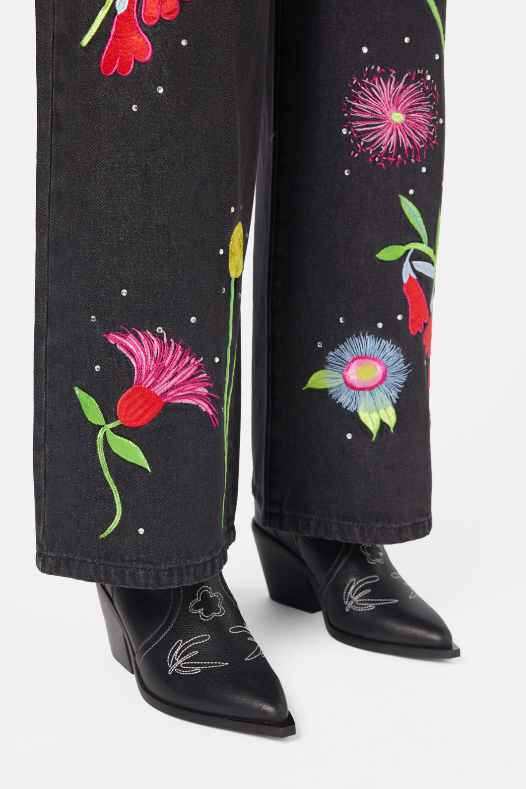 Gorman - Winter Waratah Embroidered Jeans - black