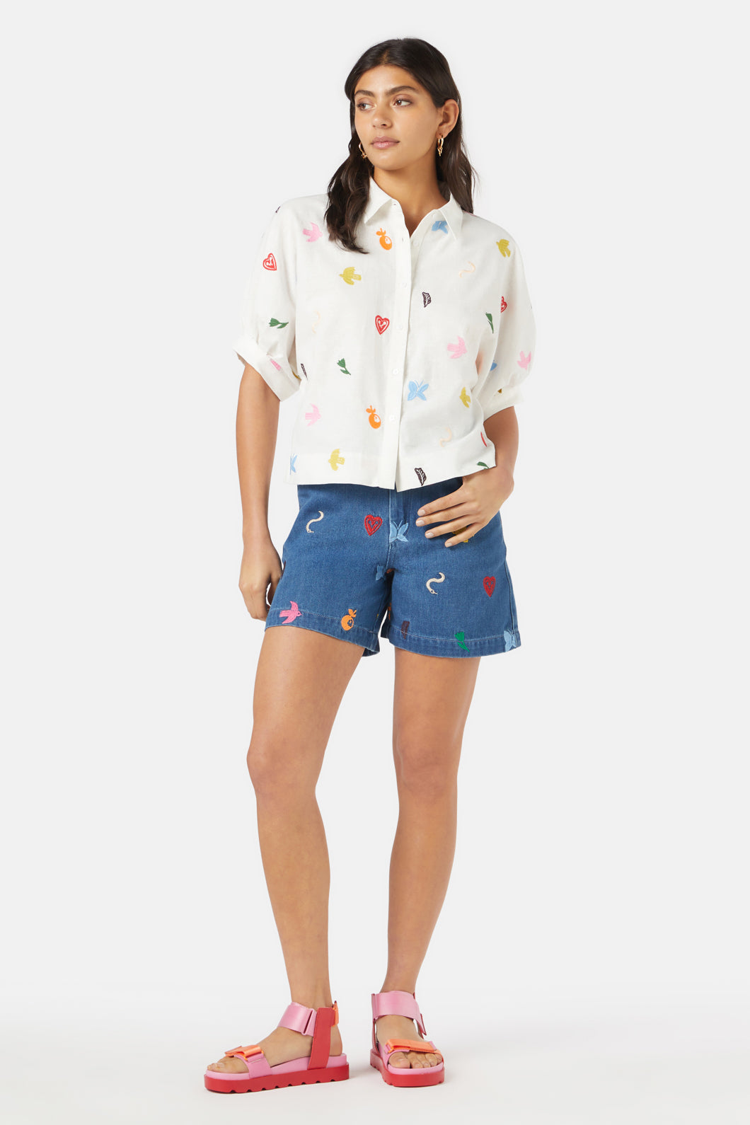 Gorman - Birds And Flowers Emb Shirt - white