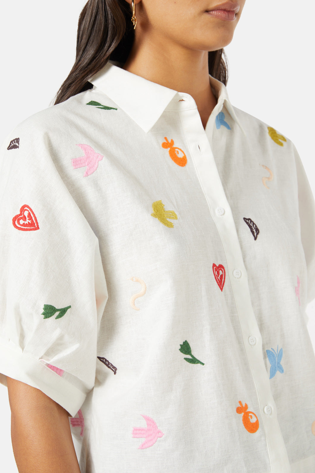 Gorman - Birds And Flowers Emb Shirt - white