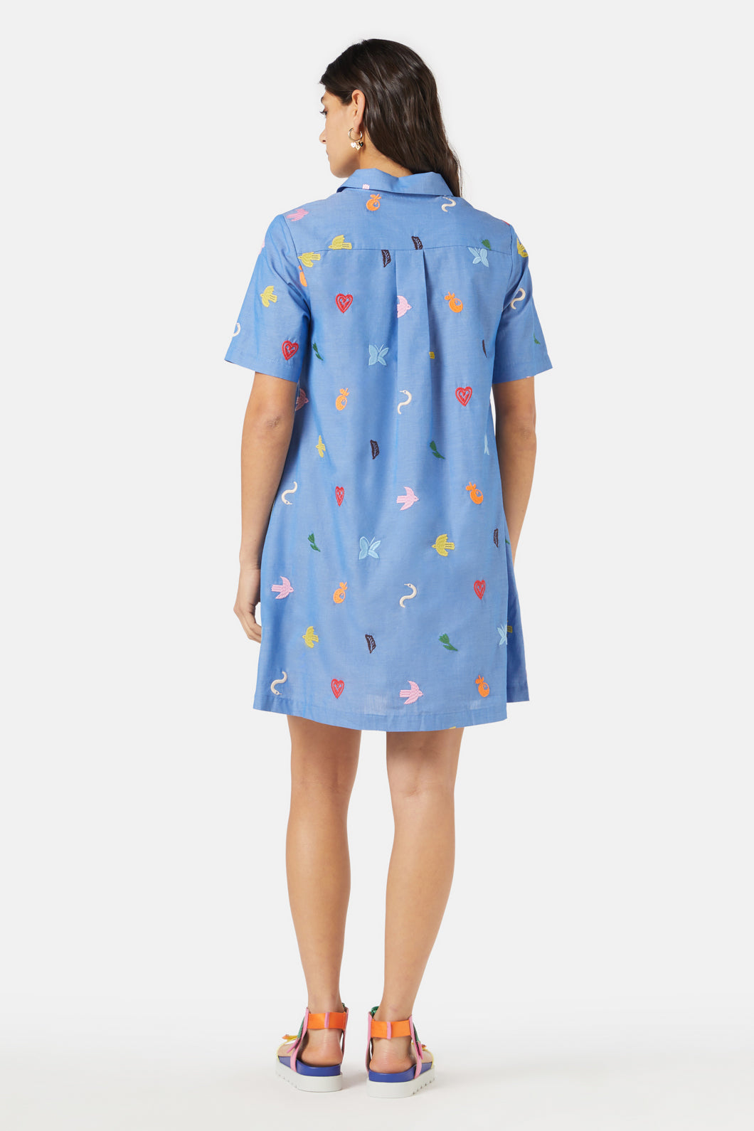 Gorman - Birds And Flowers Embroidered Dress - blue