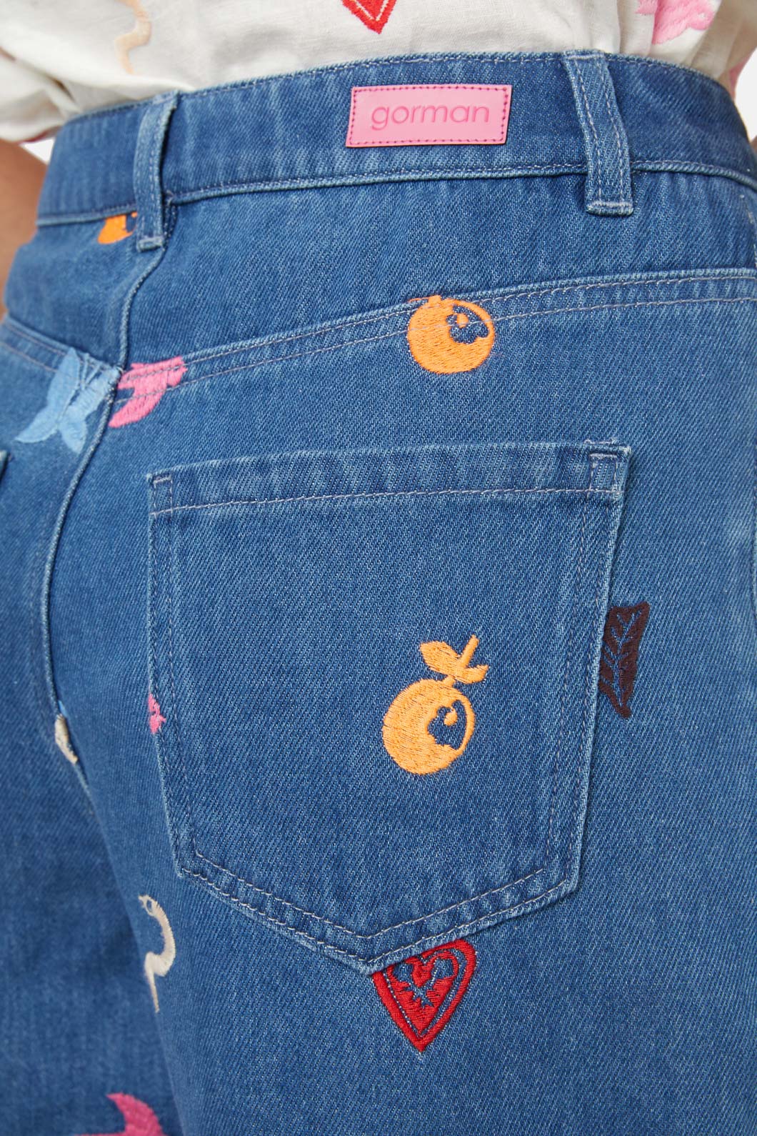 Gorman - Birds And Flowers Embroidered Short - blue