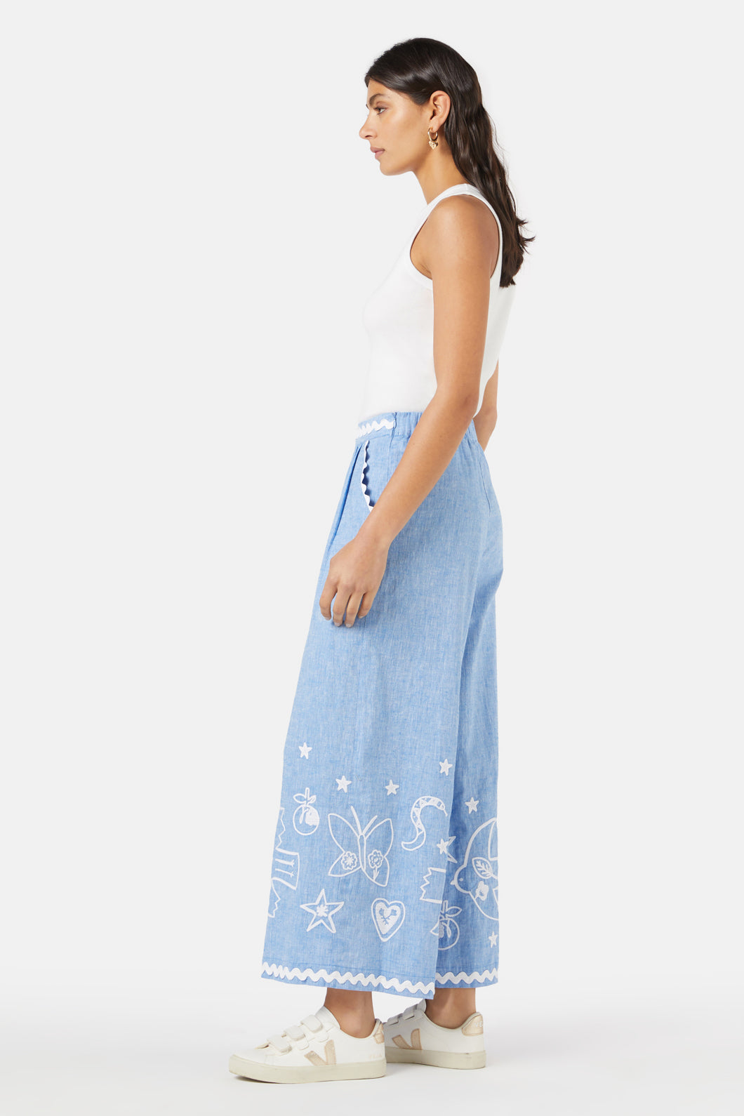 Gorman - Lovebirds Embroidered Pants - blue
