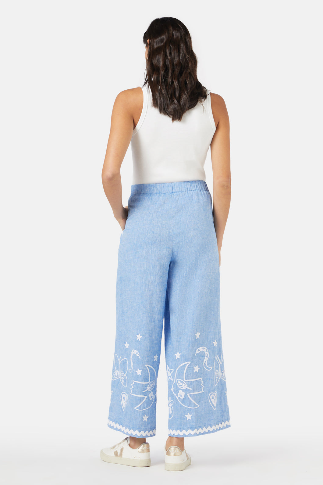 Gorman - Lovebirds Embroidered Pants - blue