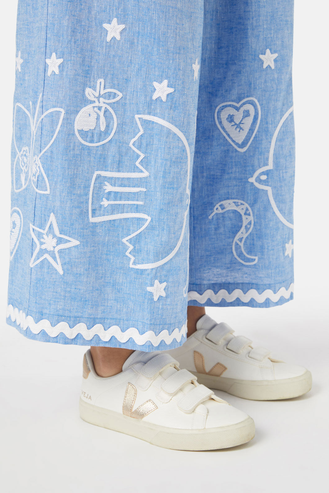 Gorman - Lovebirds Embroidered Pants - blue