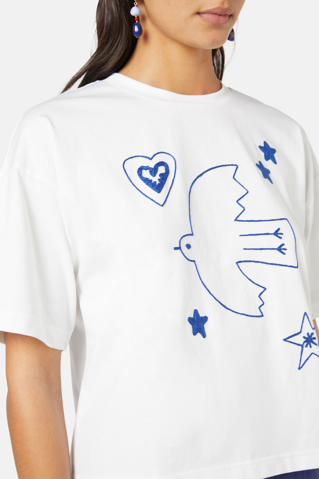 Gorman - Lovebirds Embroidered Tee - white