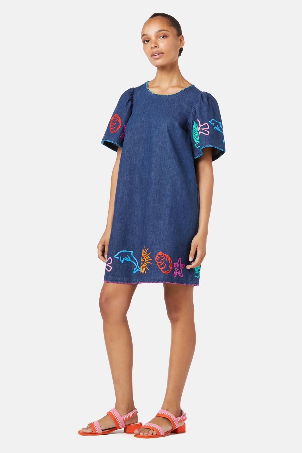 Gorman - Taking Time Embroidered Denim Dress - denim