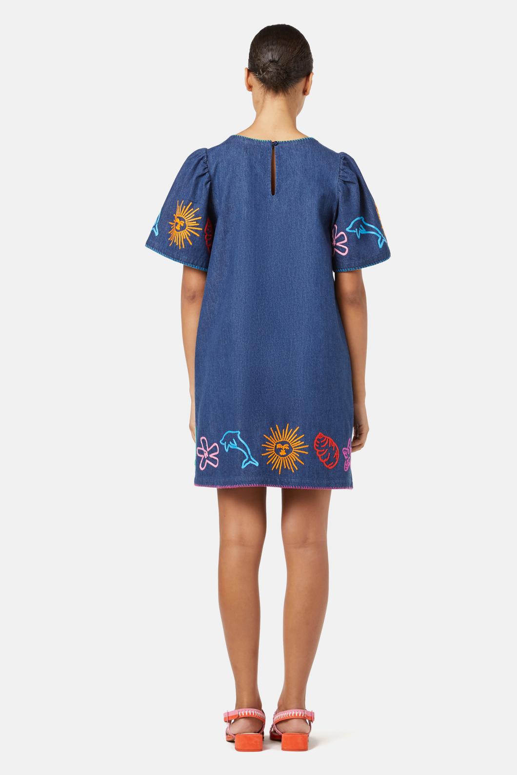 Gorman - Taking Time Embroidered Denim Dress - denim