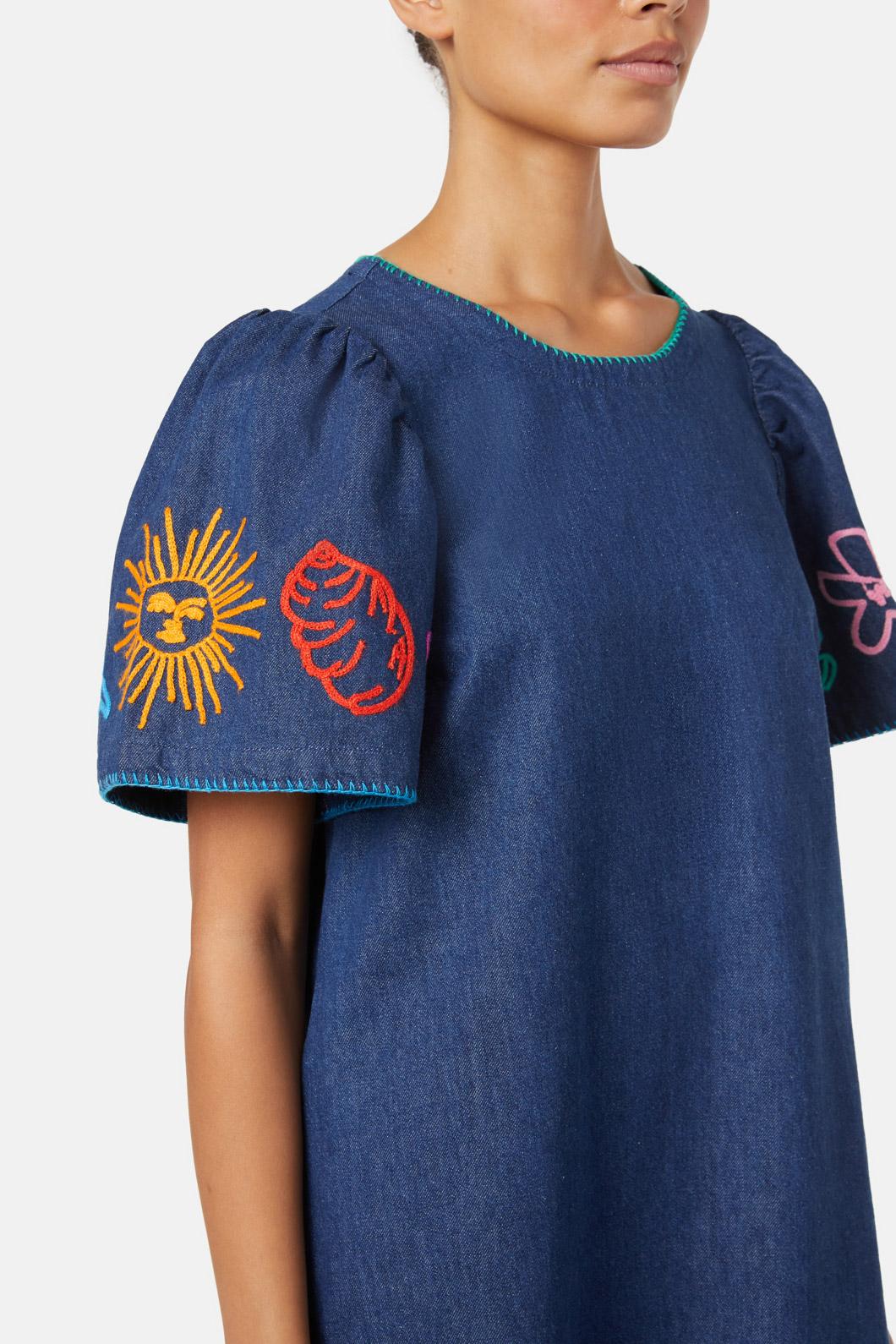 Gorman - Taking Time Embroidered Denim Dress - denim