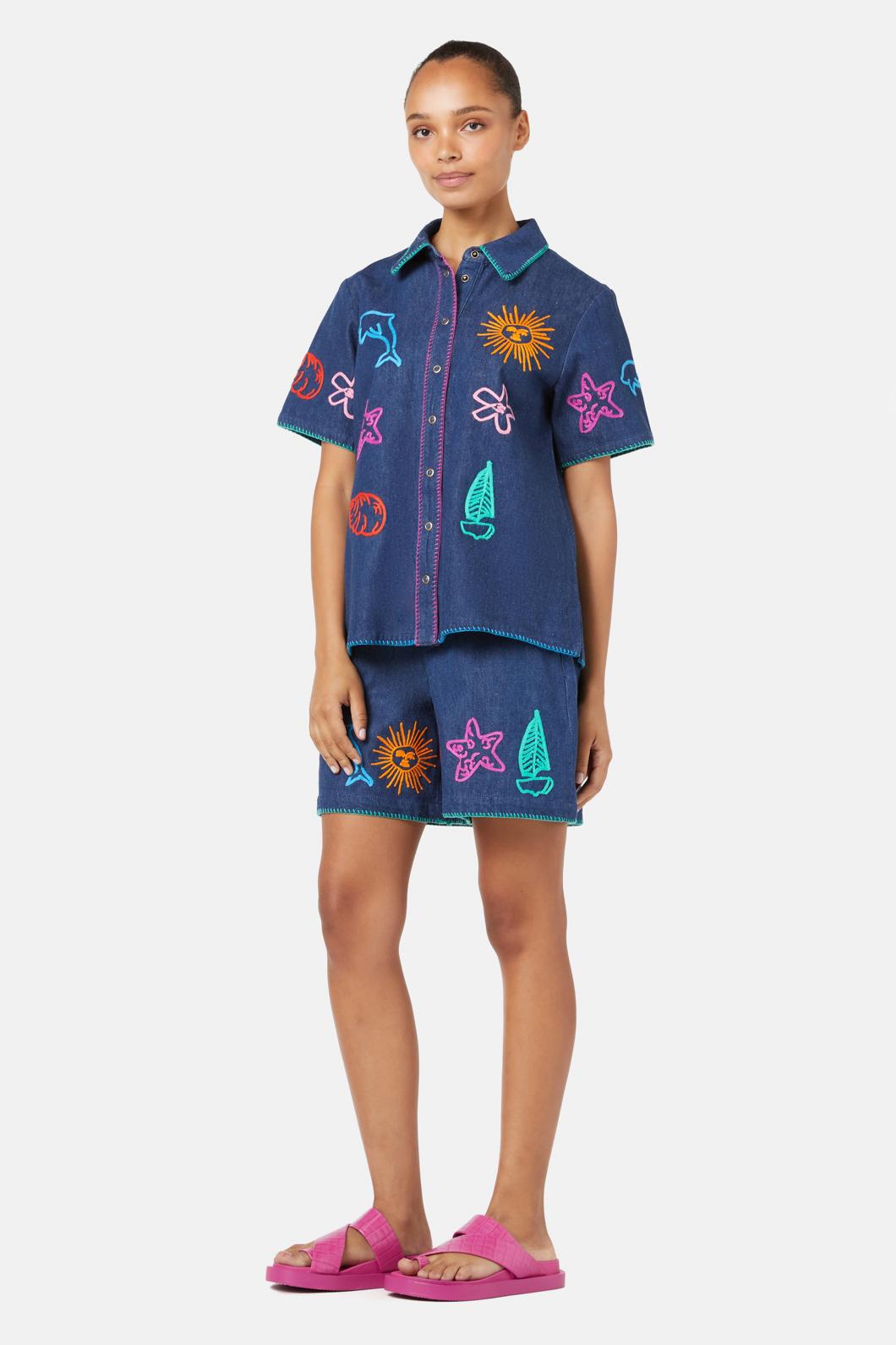 Gorman - Taking Time Embroidered Denim Shirt - denim