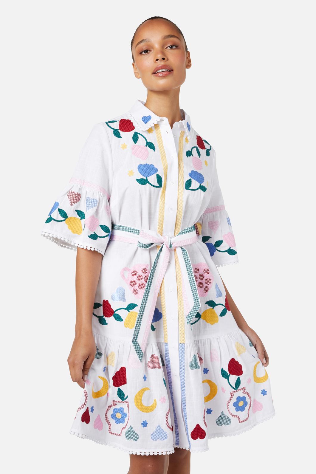 Gorman - Plate Up Embroidered Dress - white