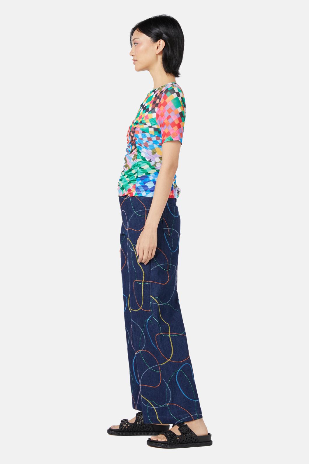 Gorman - Gingham Garden Mesh Top - print