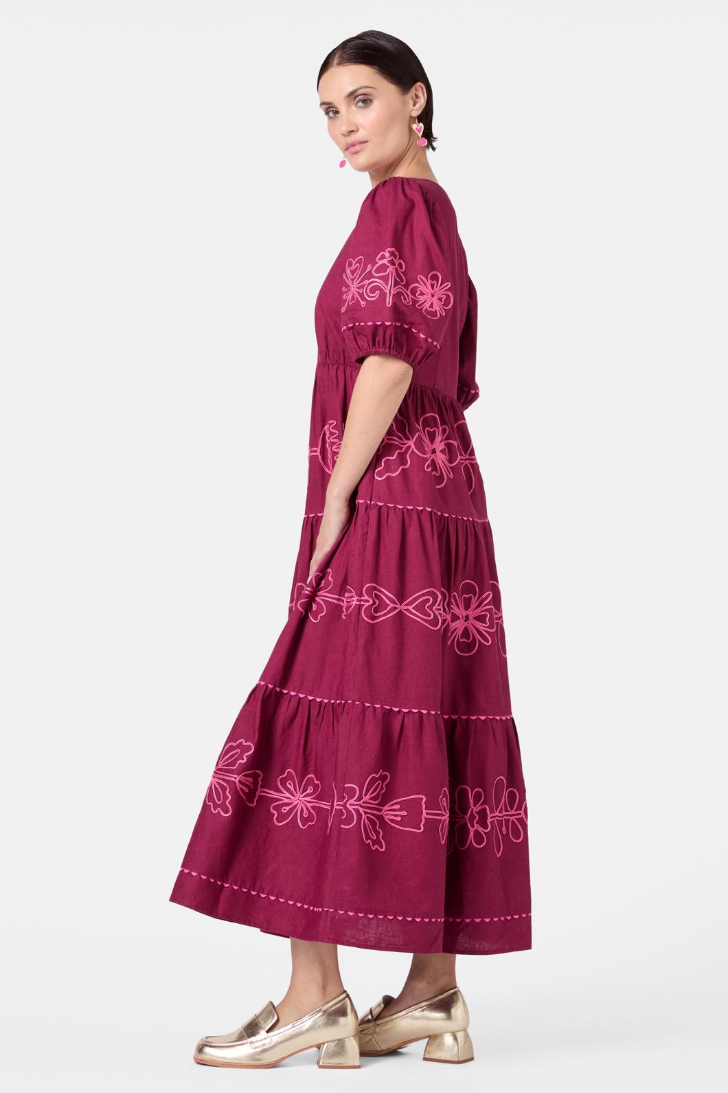 Gorman - Folk Tales Tiered Dress - wine