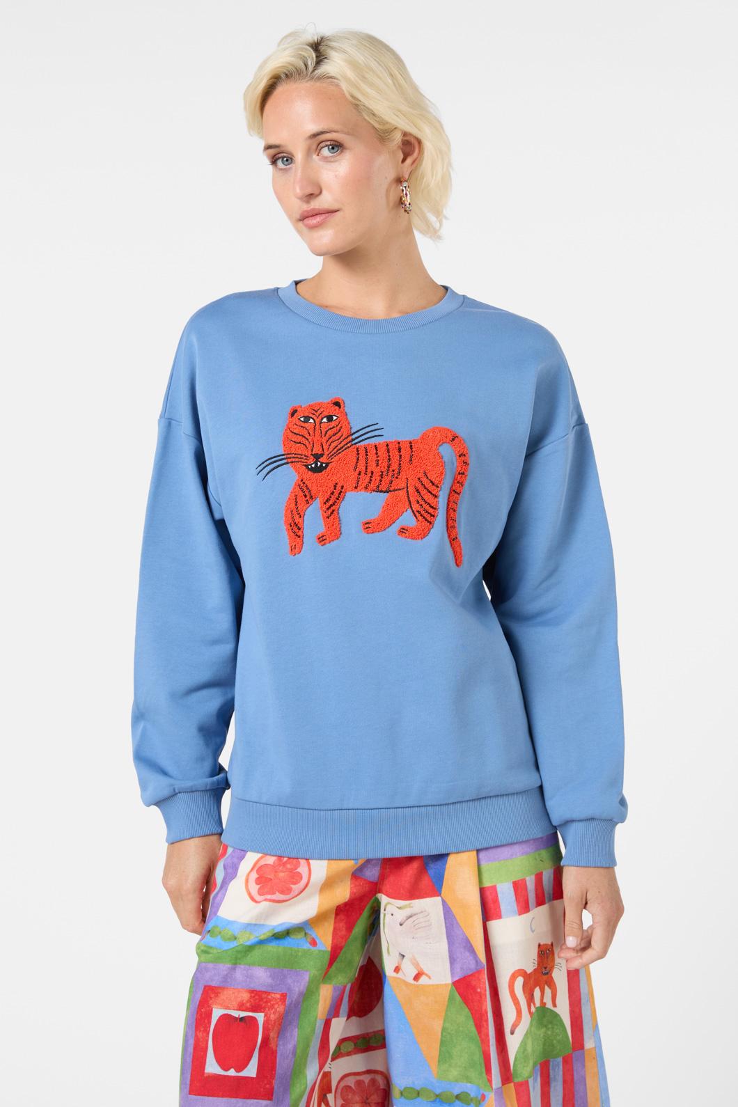 Gorman - Fantasy Patchwork Tufted Sweat - blue