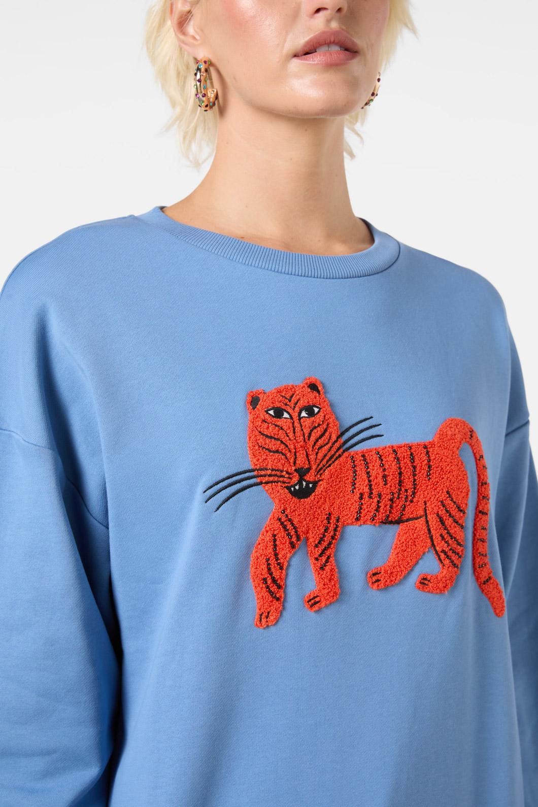 Gorman - Fantasy Patchwork Tufted Sweat - blue