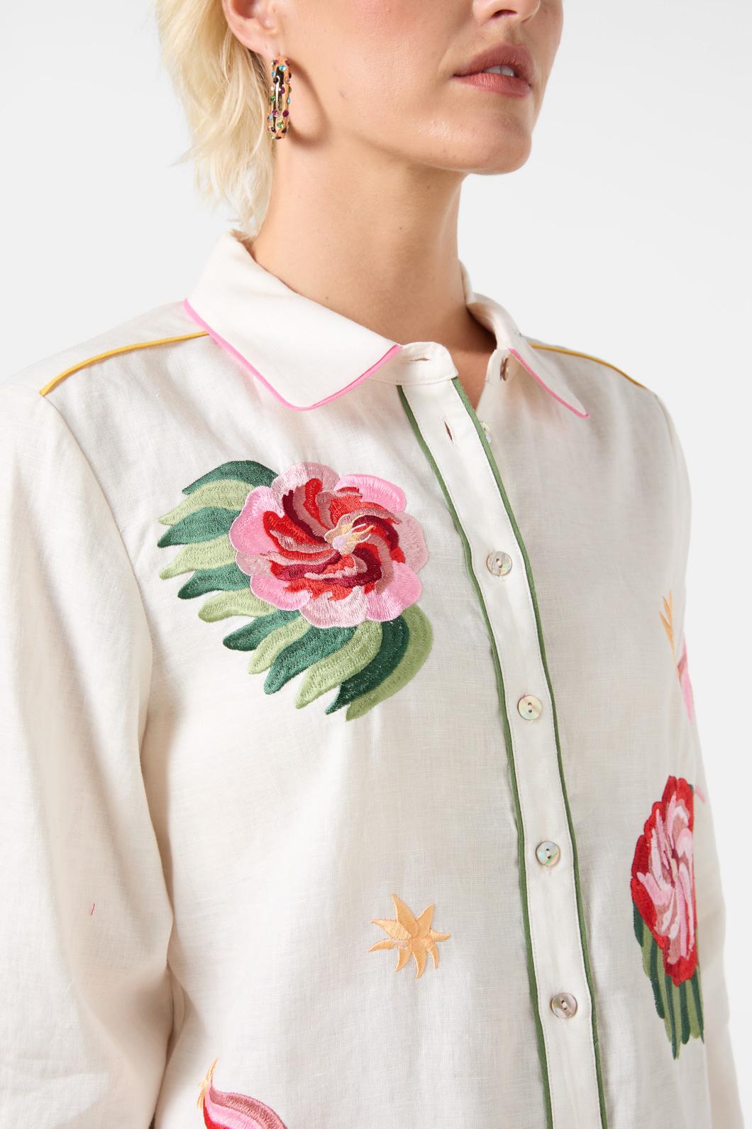 Gorman - The Comet Embroidered Shirt - cream