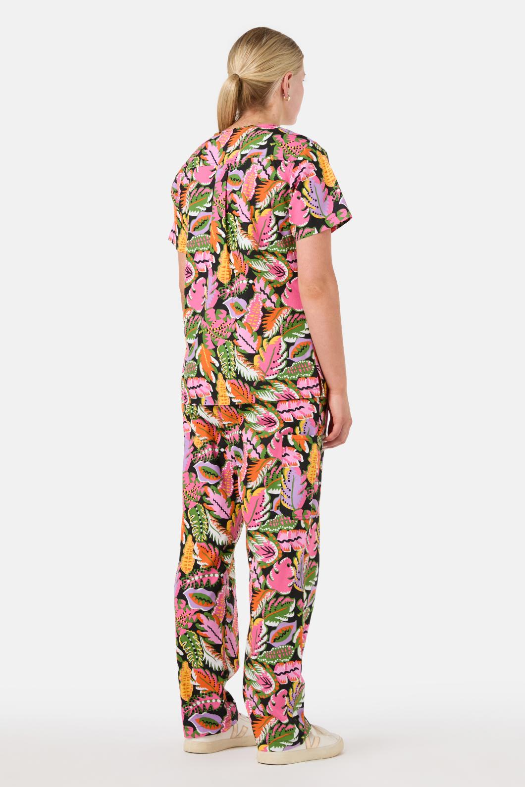 Gorman - Tropical Leaves Scrub Set - black