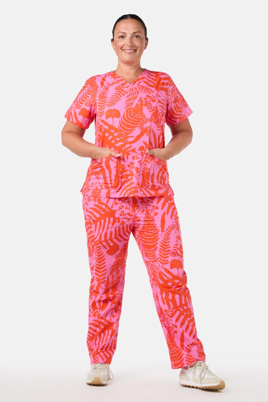 Gorman - Sunset Fern Scrub Set - pink