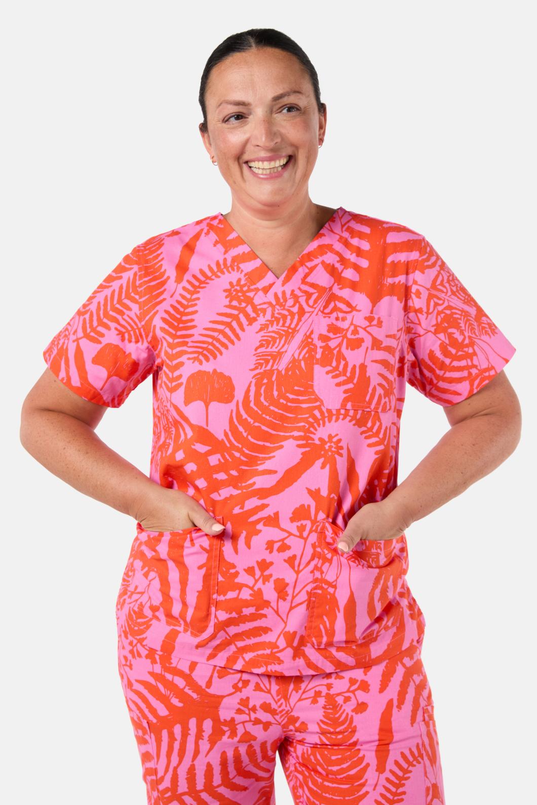 Gorman - Sunset Fern Scrub Set - pink