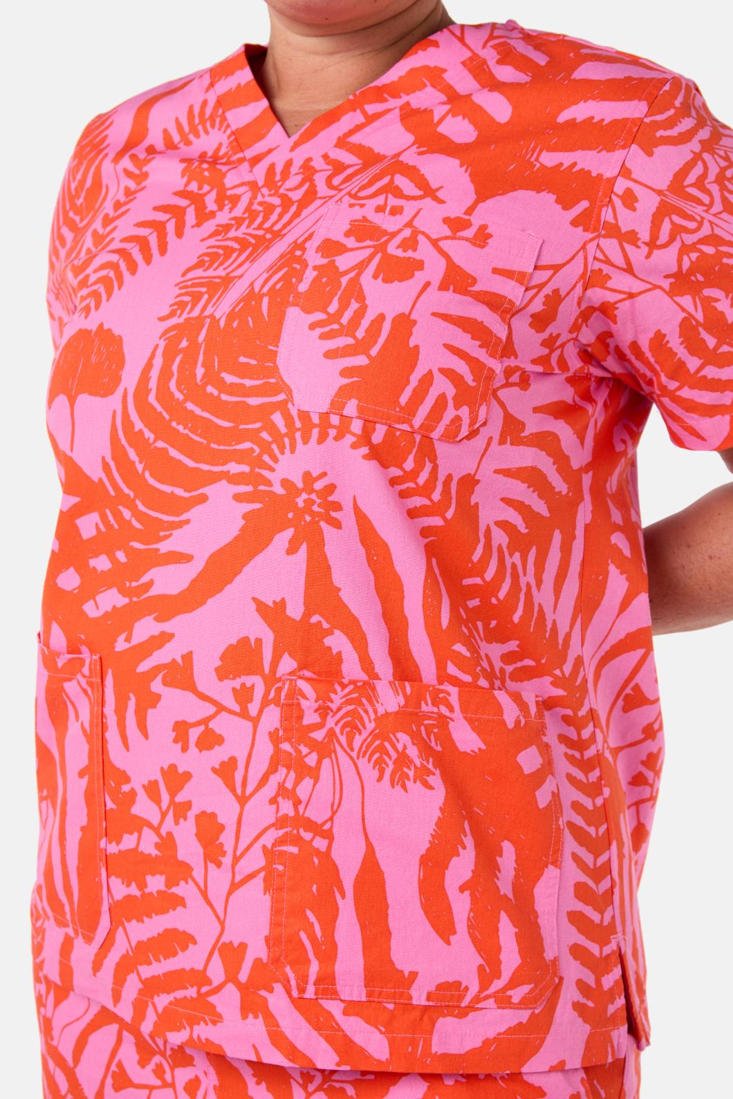 Gorman - Sunset Fern Scrub Set - pink