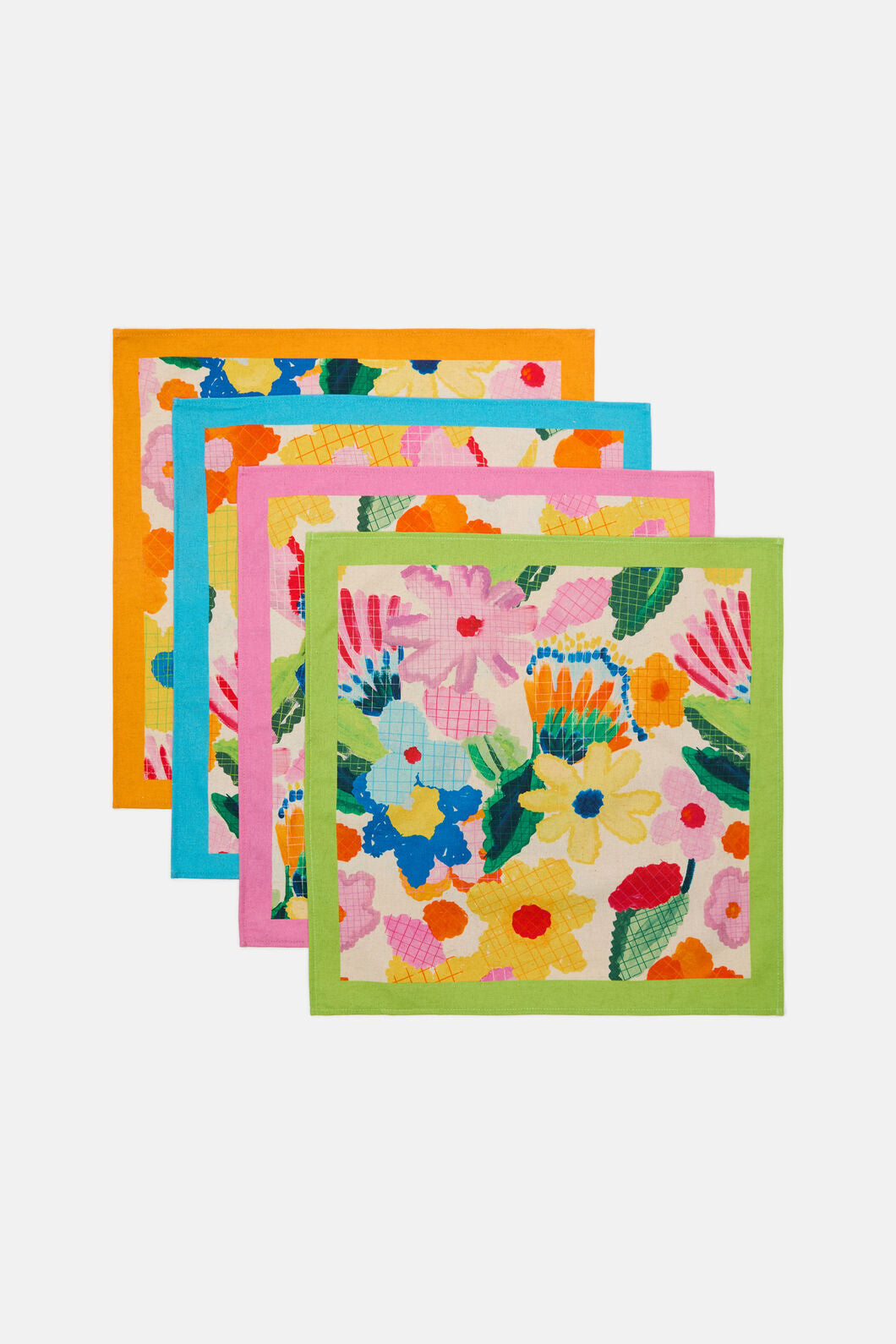 Gorman - Cross Stitch Flower Napkin Set - print