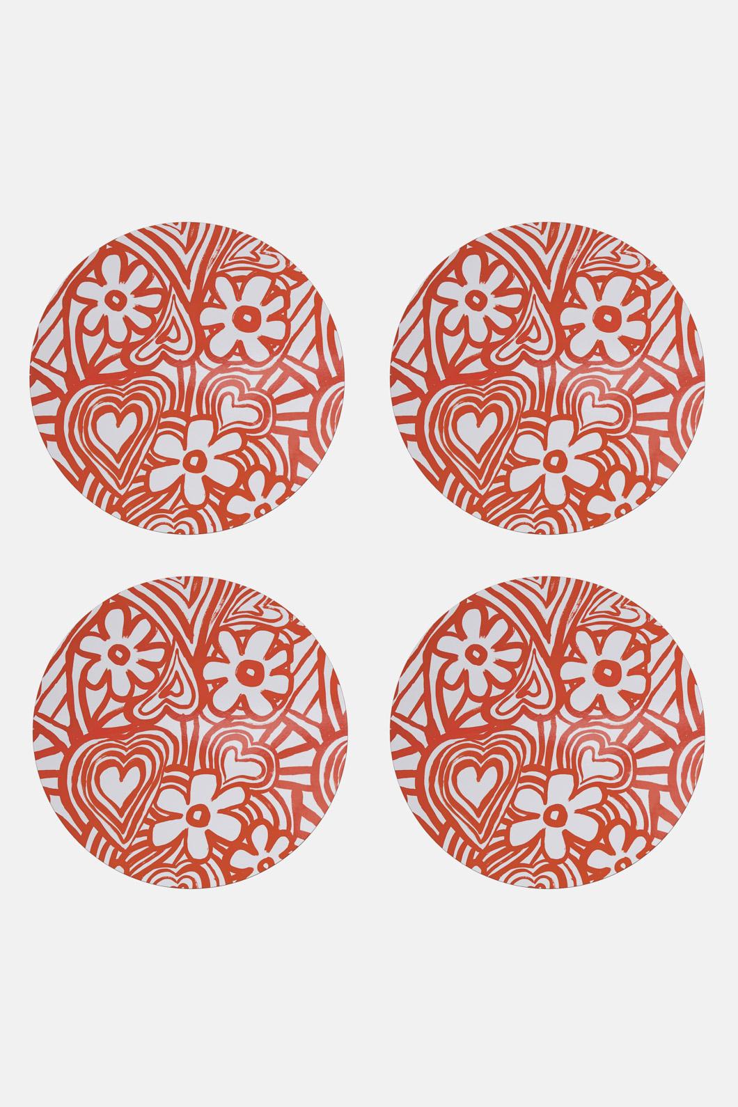 Gorman - Red Flower Placemat Set 4 - print