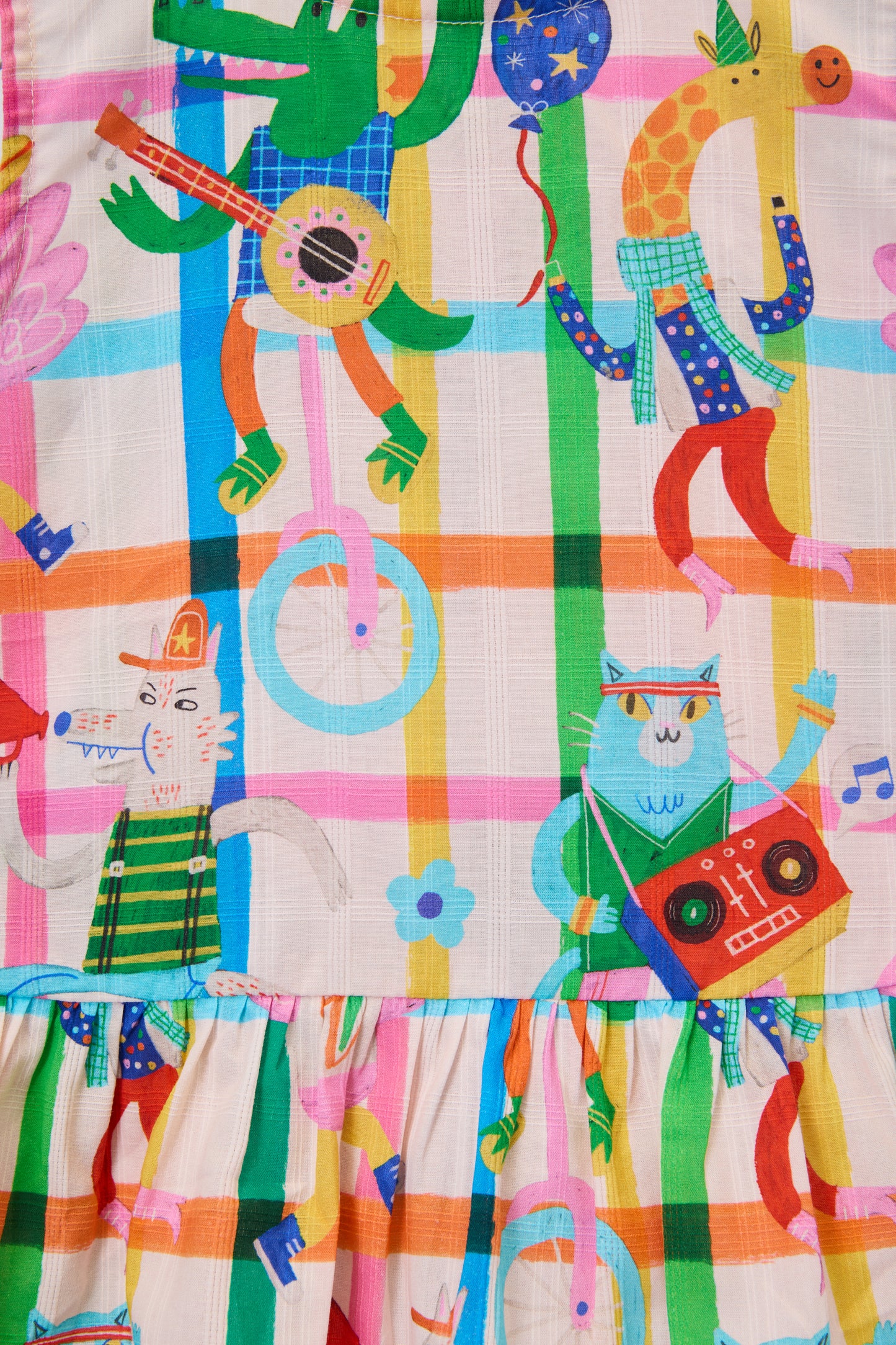 Gorman - Lets Go Check Kids Frill Top - multi