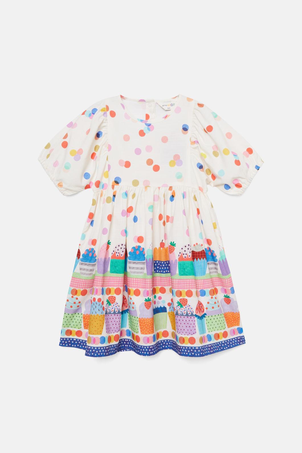 Gorman - Cupcakes Kids Border Dress - cream