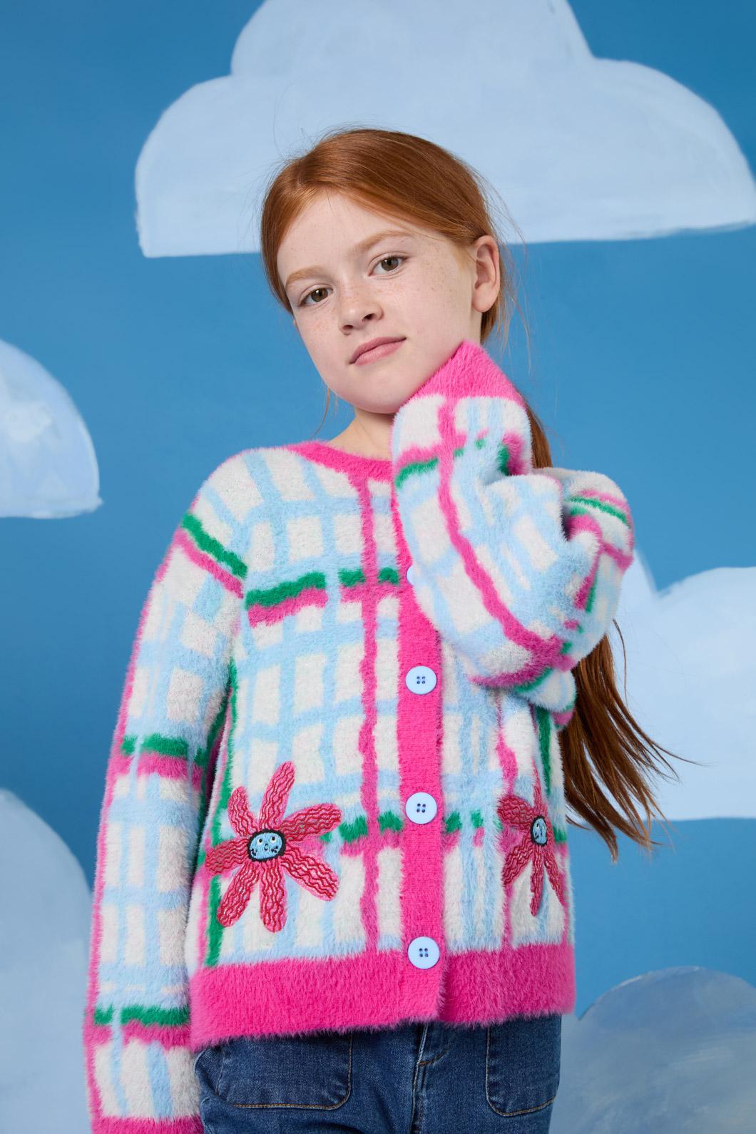 Gorman - Fluffy Check Kids Cardigan - multi