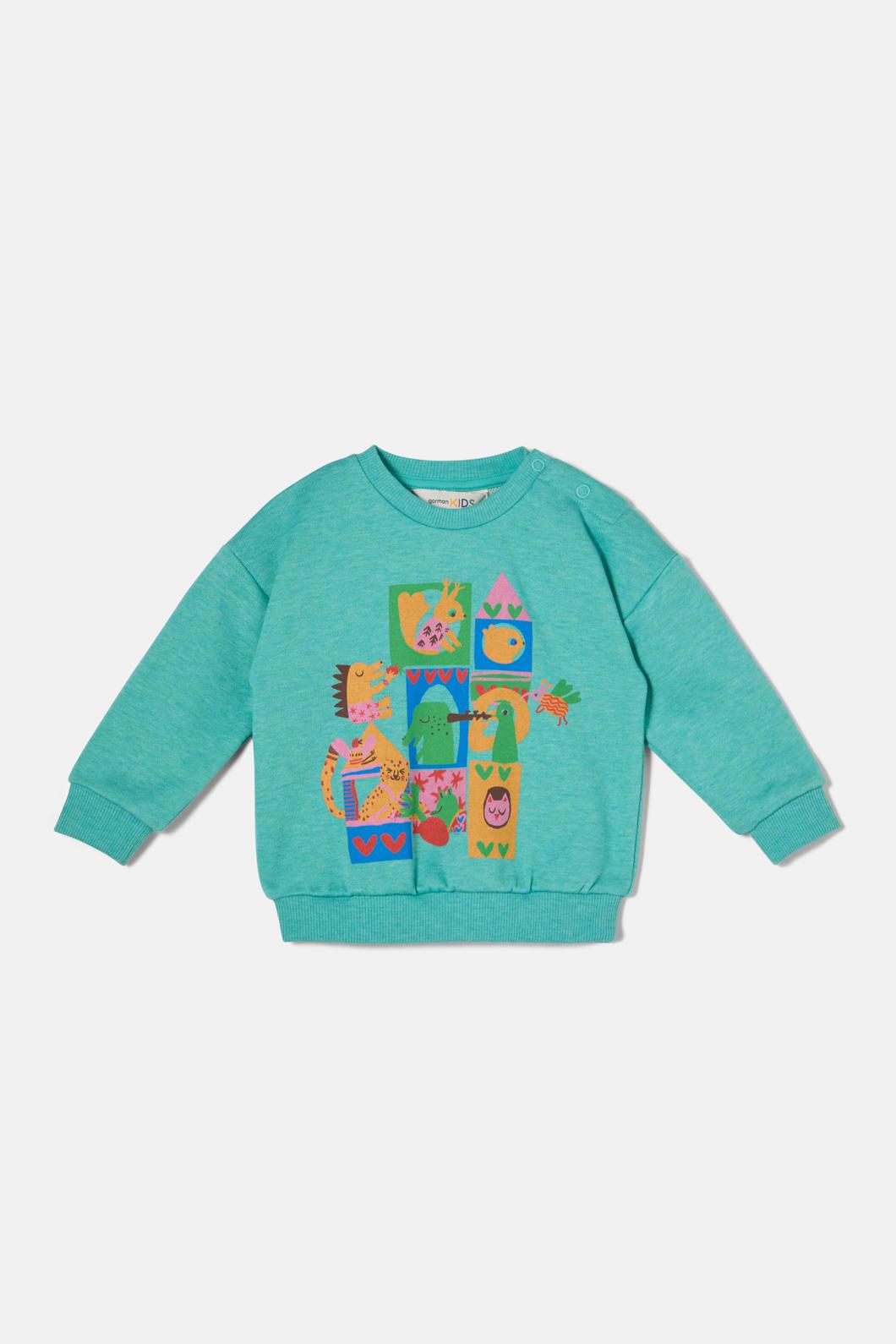Gorman - Looking Out Baby Sweater - teal