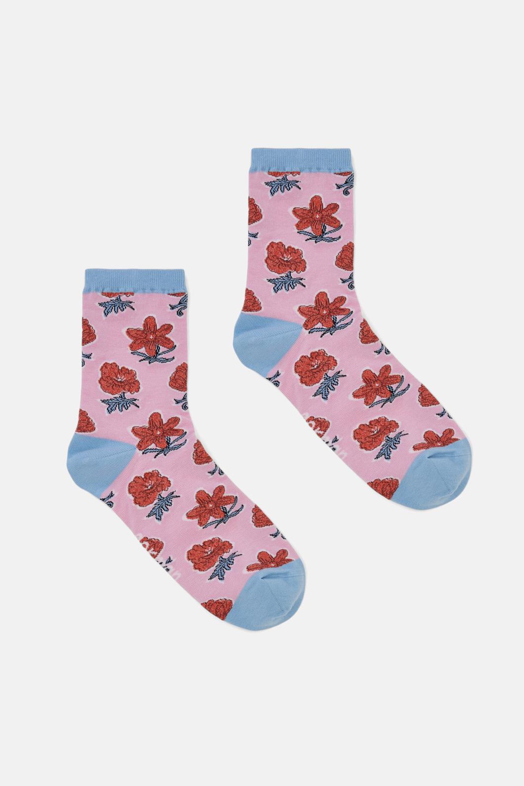 Gorman - Red Flower Sock - multi