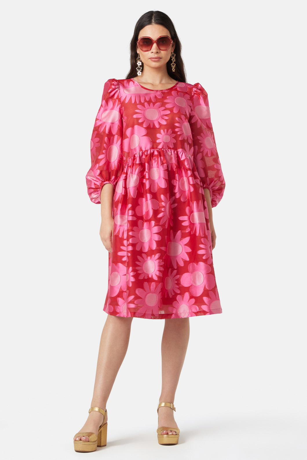 Gorman - Flowering Pink Jacquard Dress - print