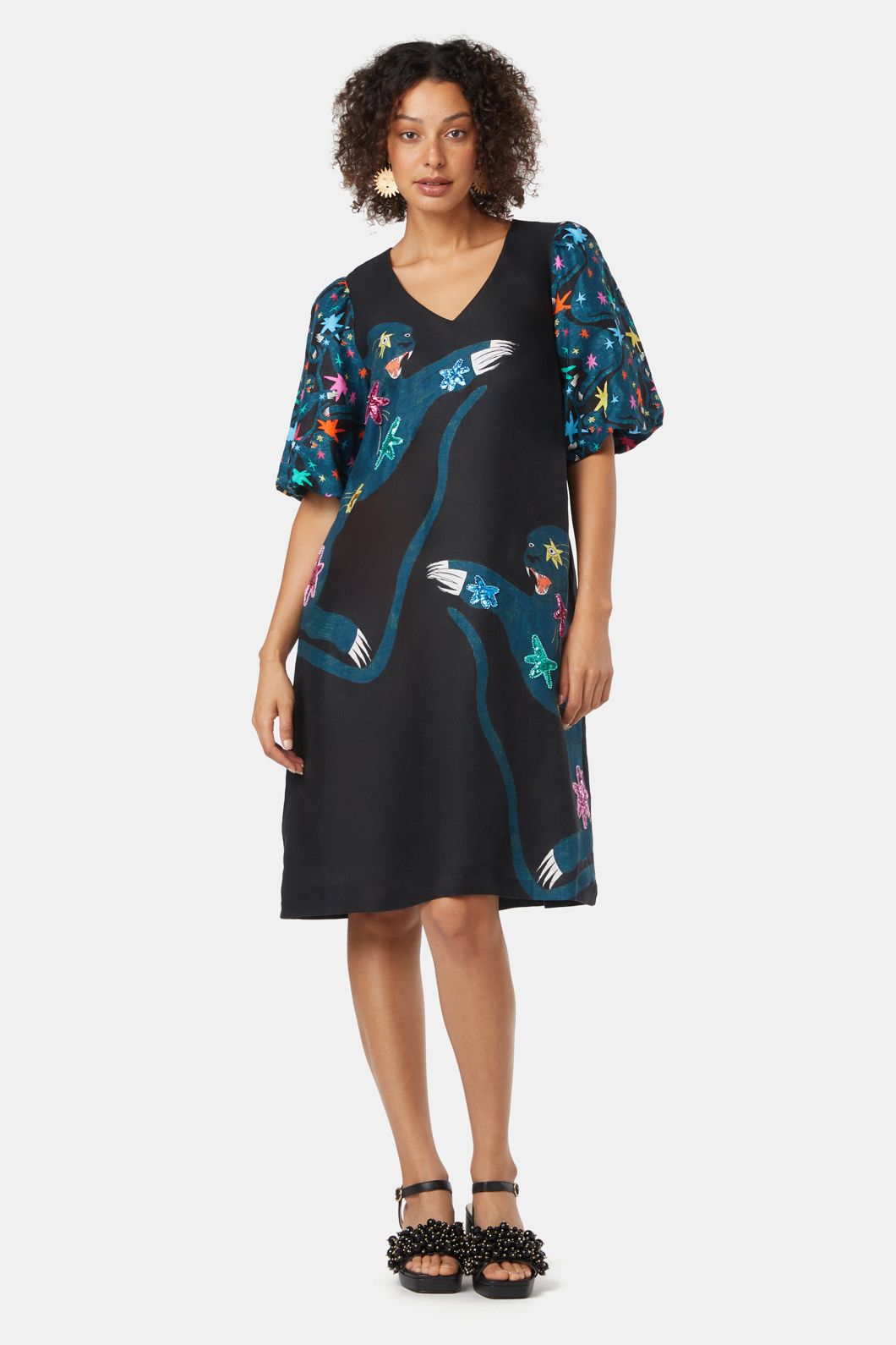 Gorman - Star Panther Embroidered Dress - print