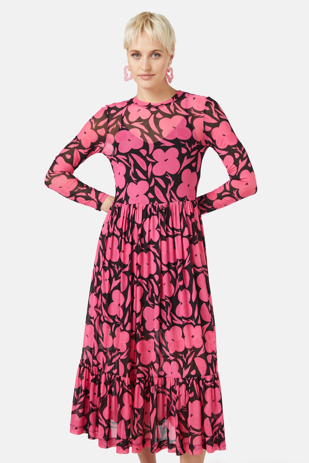 Gorman - Flower Stripe Mesh Dress - print