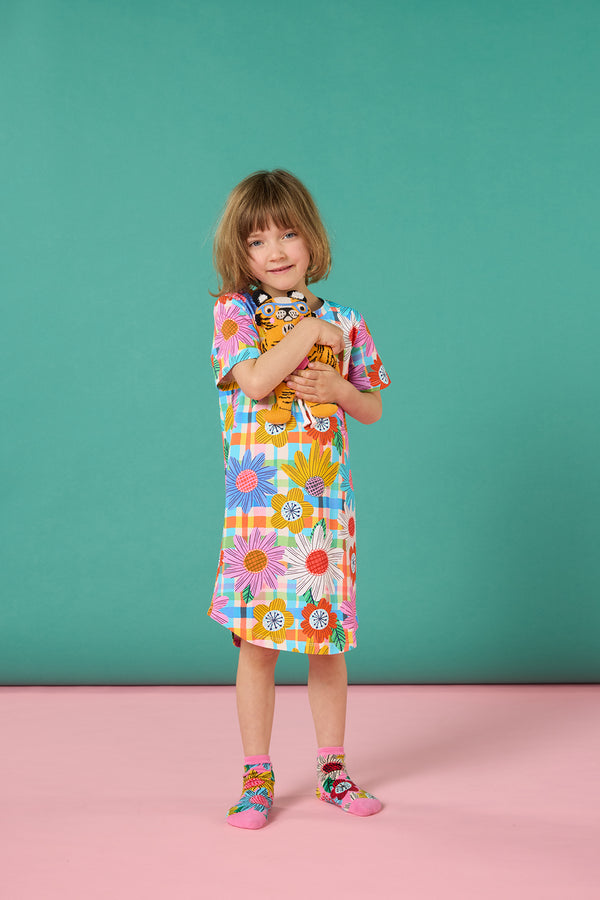 Blooming Check Kids Nightie Dress