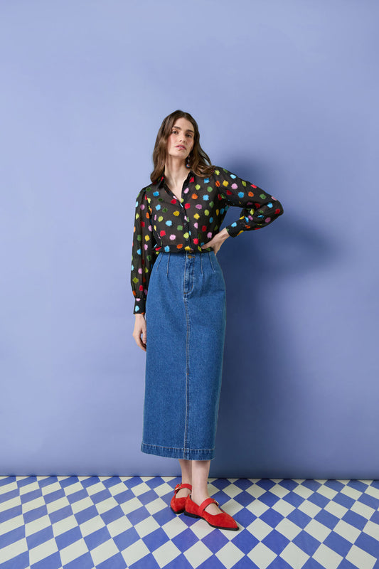 Gorman - Peyton Denim Midi Skirt - mid-blue