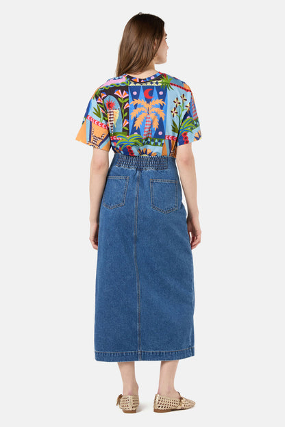 Gorman - Peyton Denim Midi Skirt - mid-blue