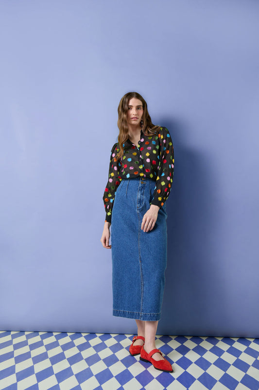 Gorman - Peyton Denim Midi Skirt - mid-blue