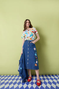 Gorman - Parade Denim Skirt - mid-blue