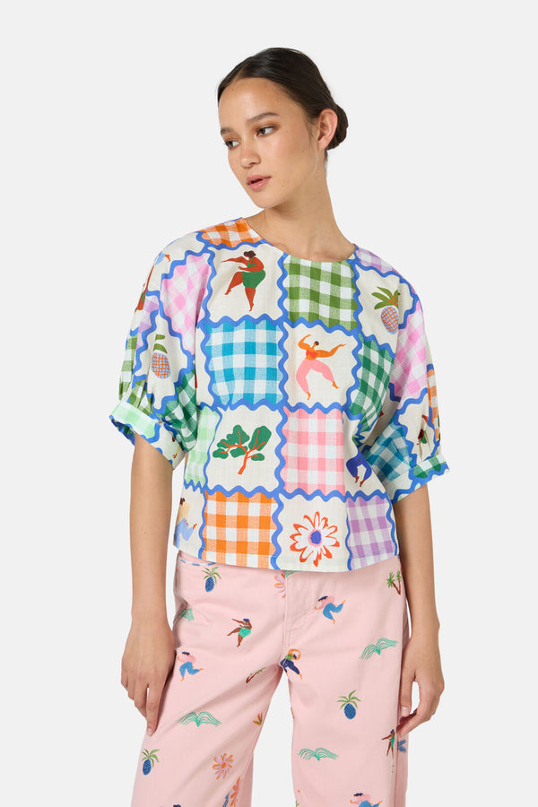 Gorman - Hidden Paradise Patchwork Top - print