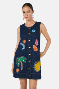 Gorman - Forest Fruits Denim PinnyDress - indigo