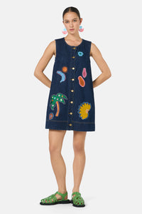 Gorman - Forest Fruits Denim PinnyDress - indigo